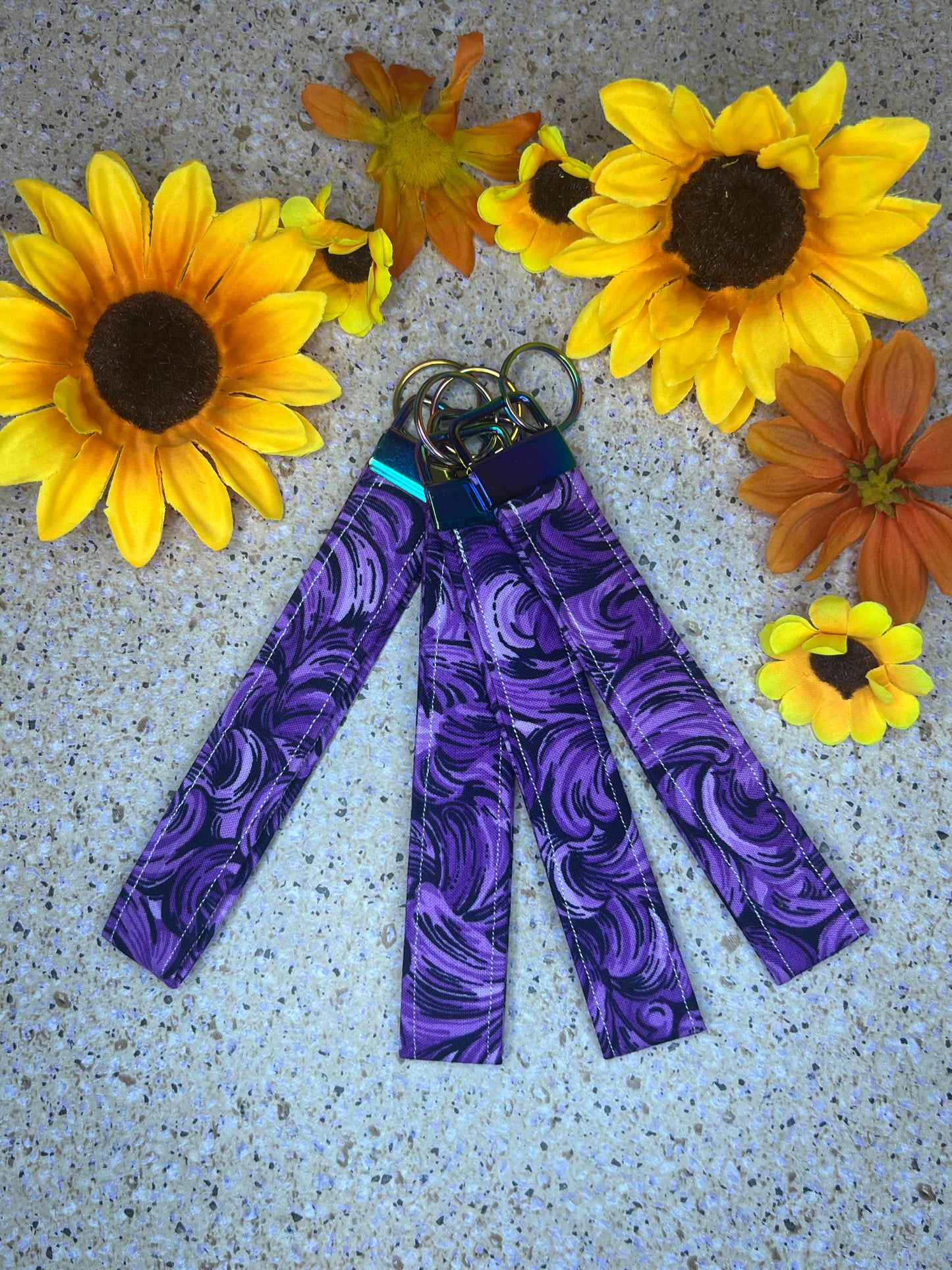 Key Fob Wristlet - Purple Pattern