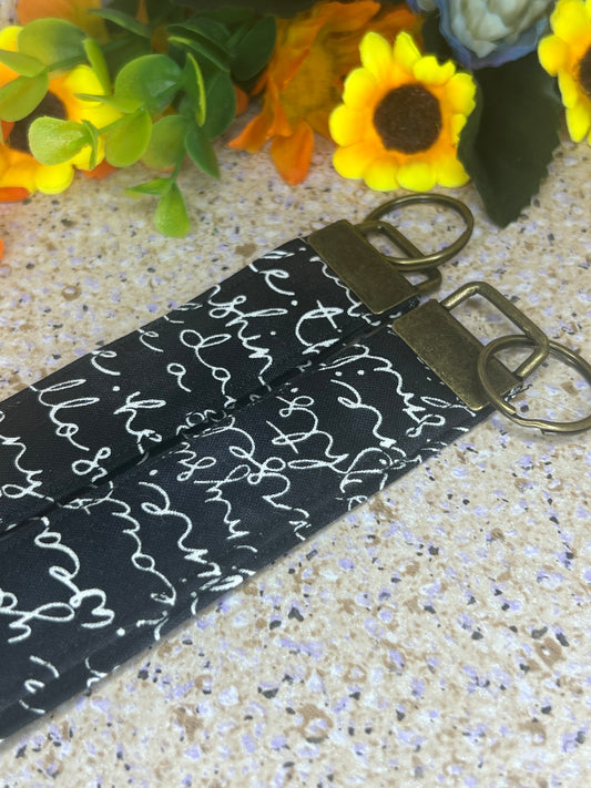 Key Fob Wristlet - Black Inspirational Words