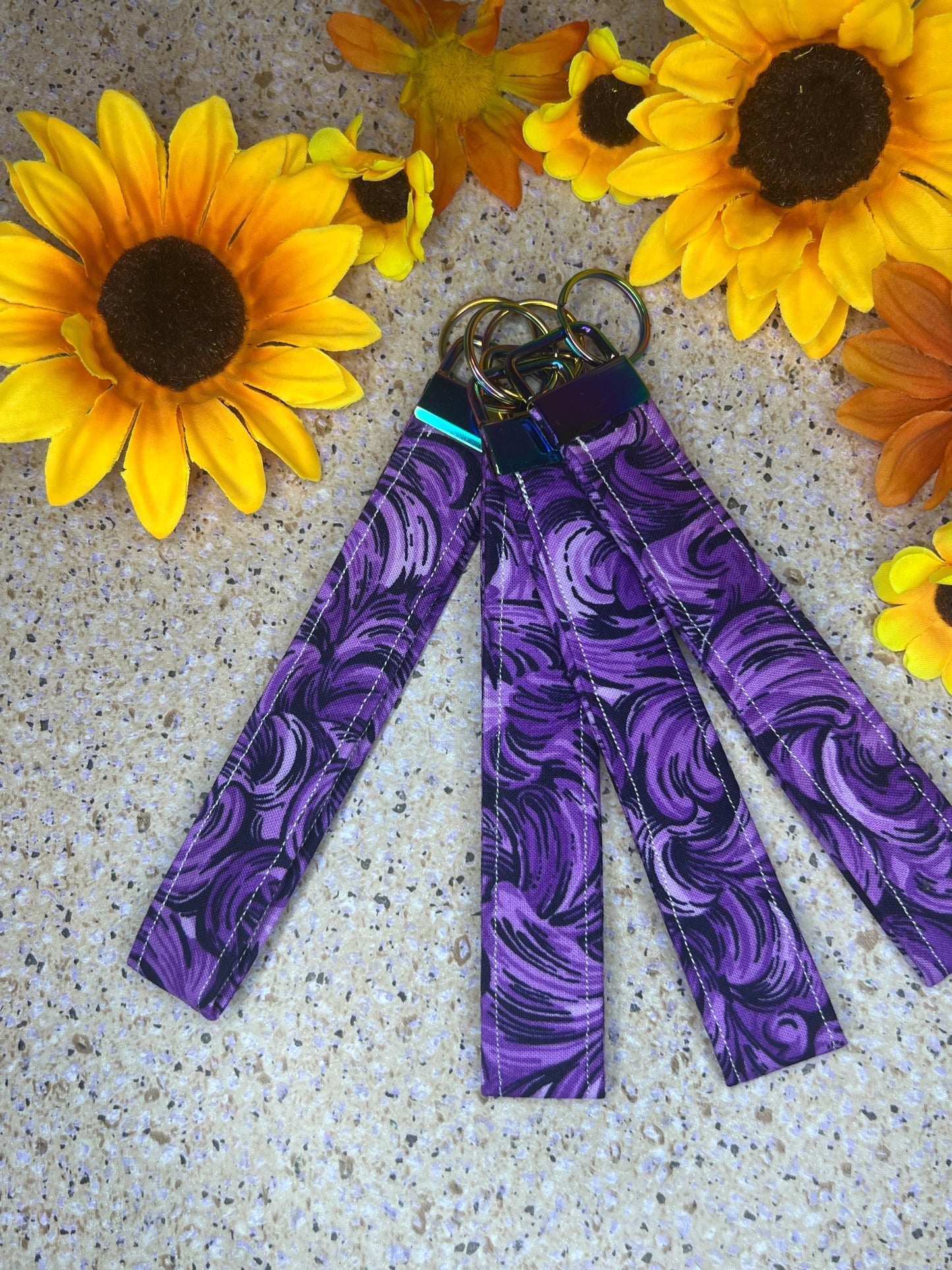 Key Fob Wristlet - Purple Pattern