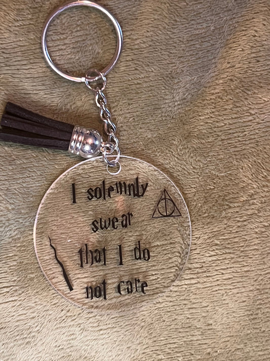 ‘I solemnly swear that I do not care’ Harry Potter keychain