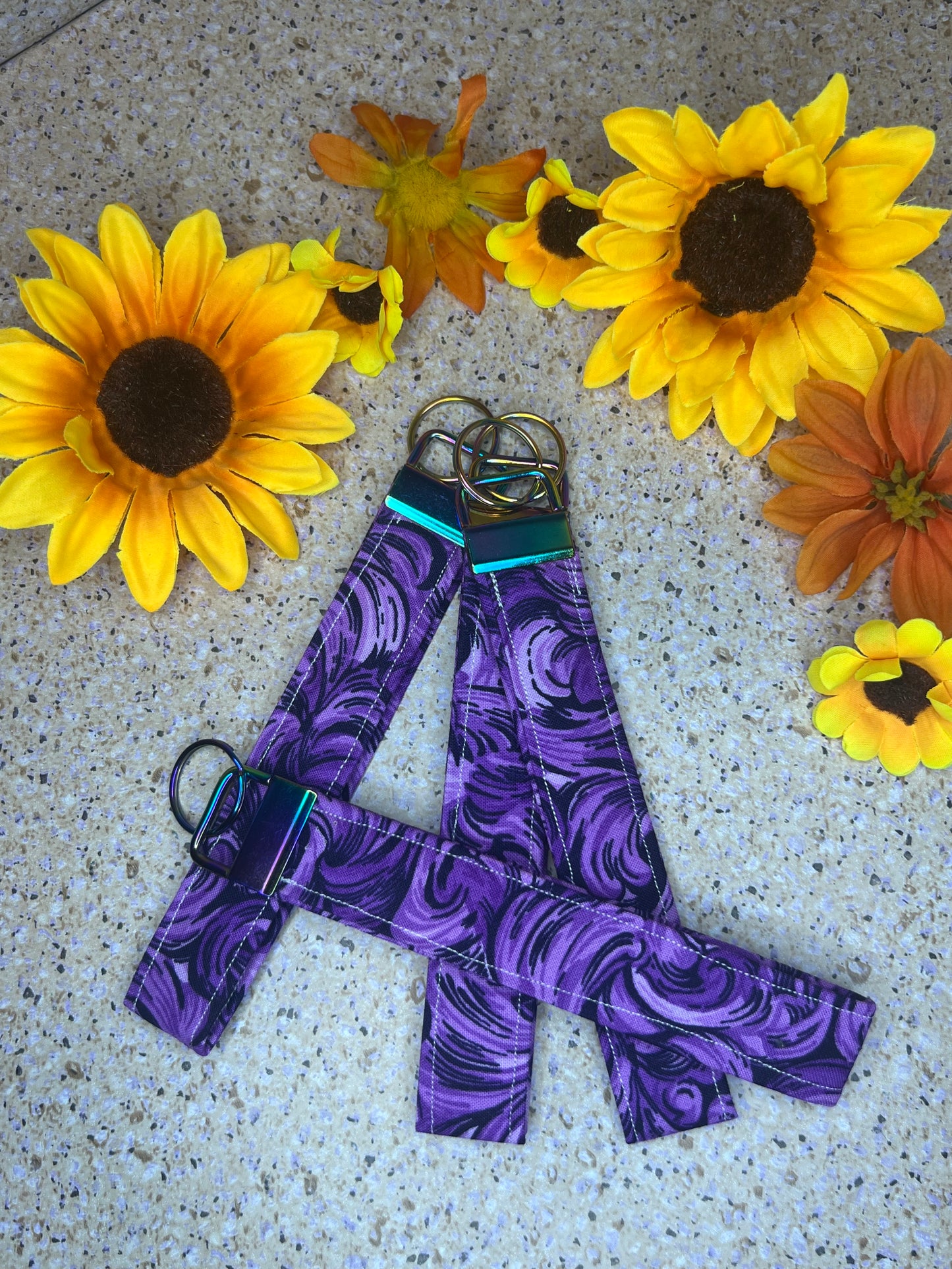 Key Fob Wristlet - Purple Pattern