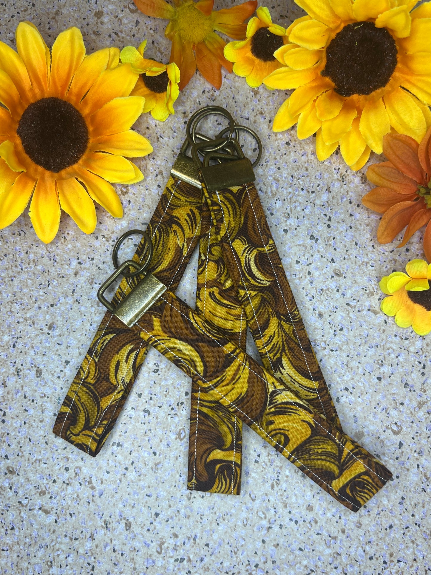 Key Fob Wristlet - Gold Pattern