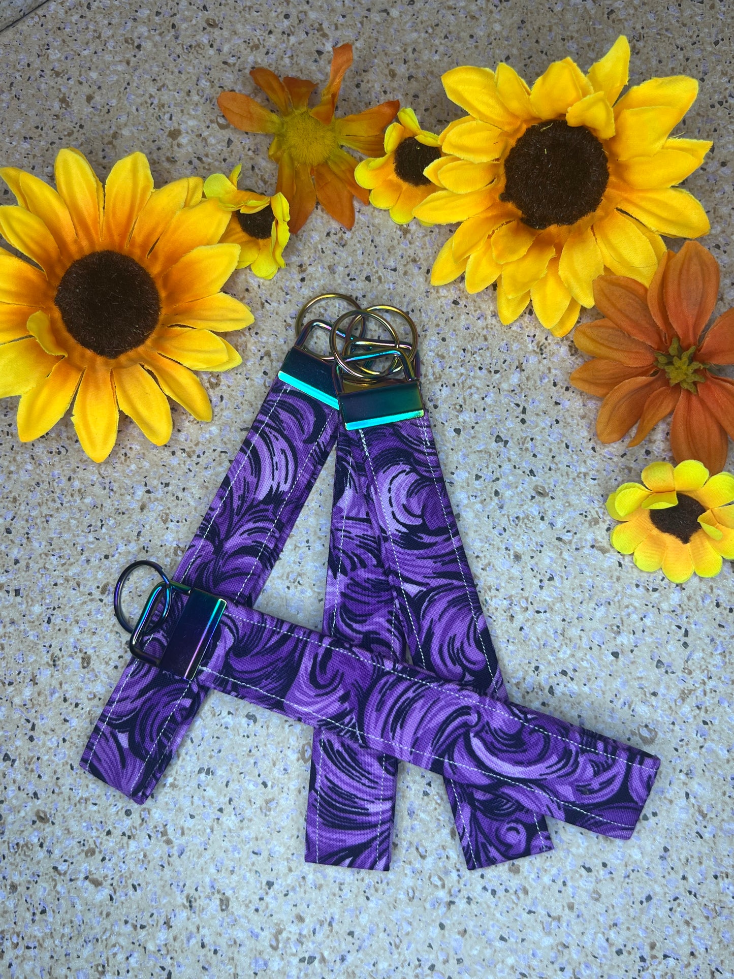 Key Fob Wristlet - Purple Pattern