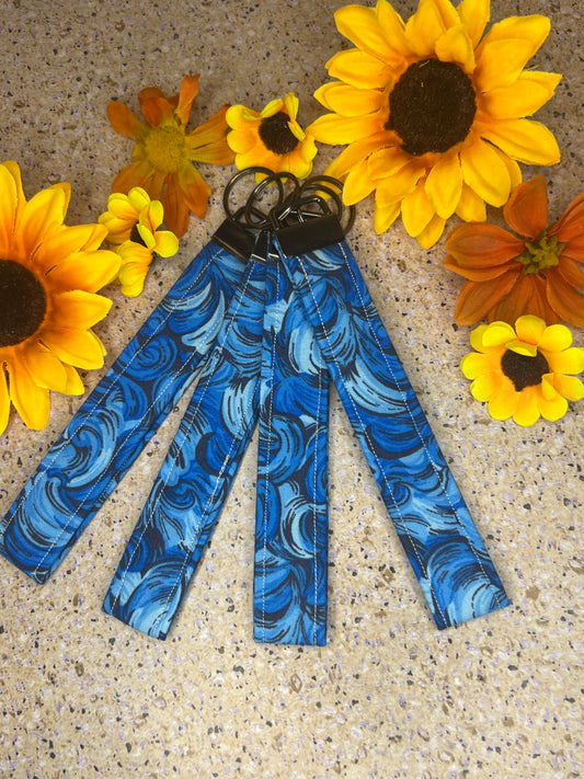 Key Fob Wristlet - Blue Pattern