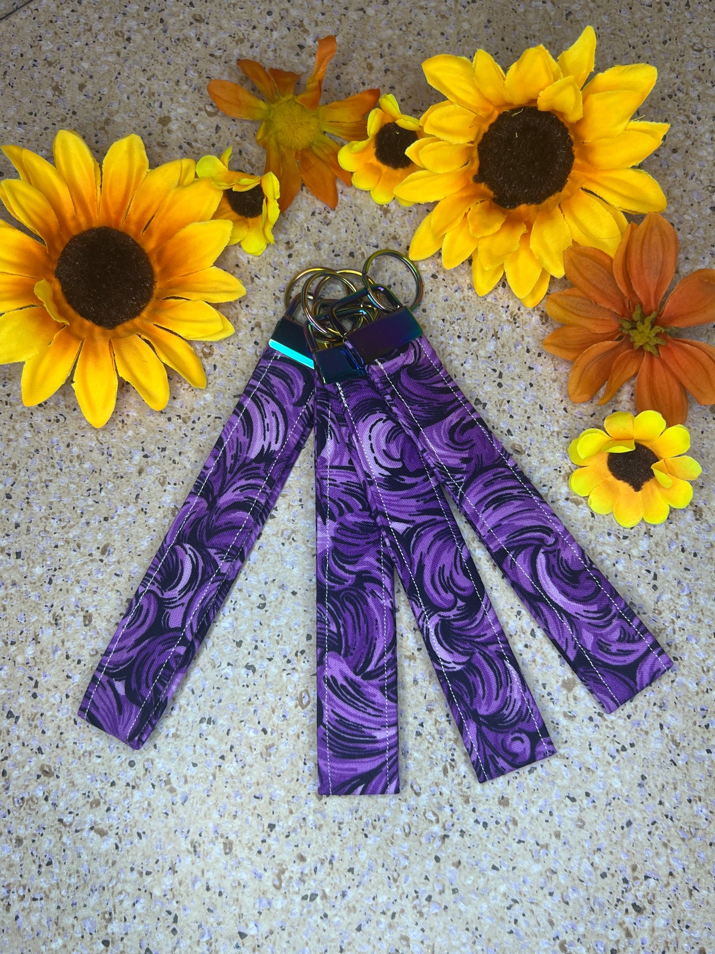 Key Fob Wristlet - Purple Pattern