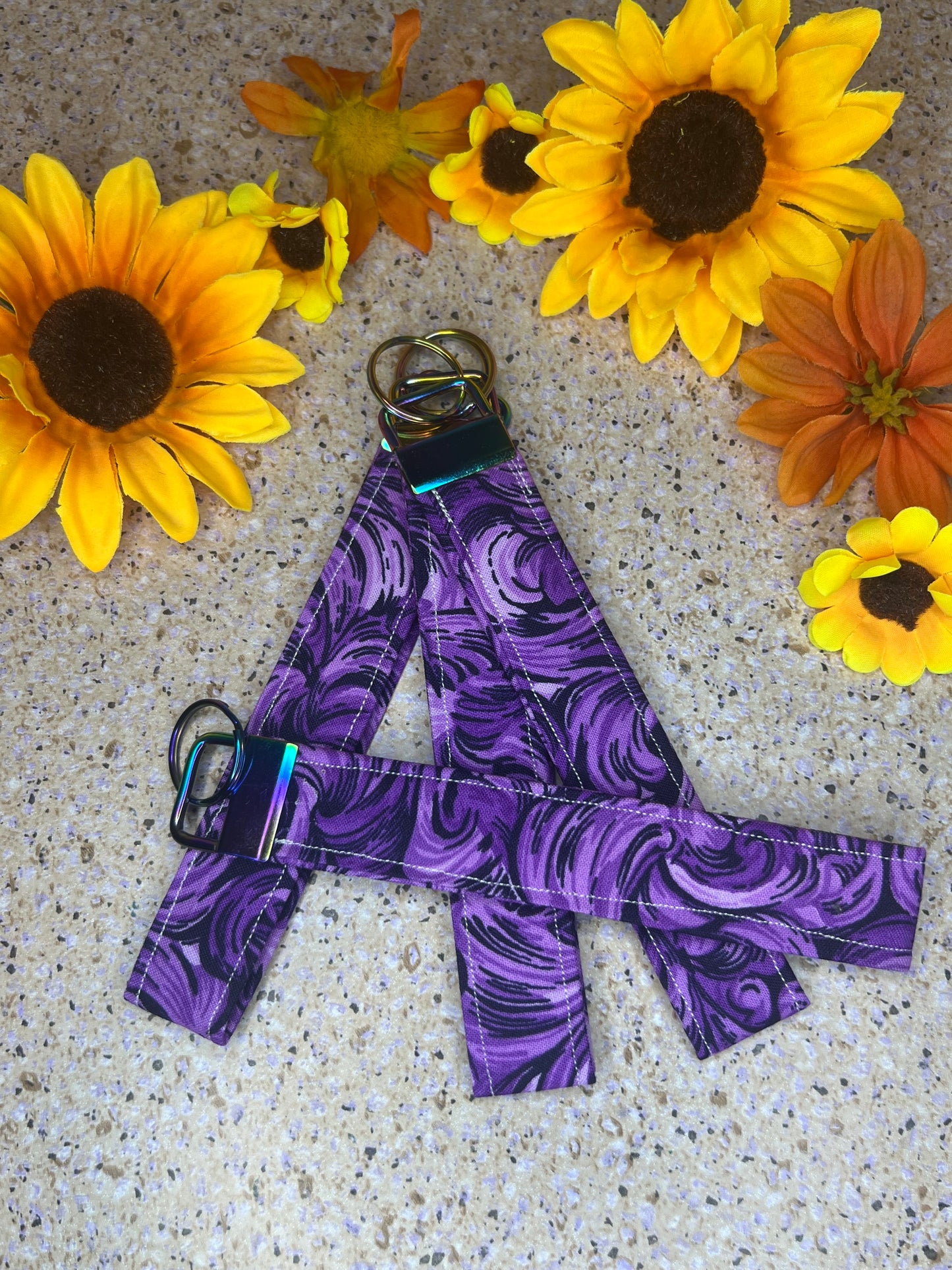 Key Fob Wristlet - Purple Pattern