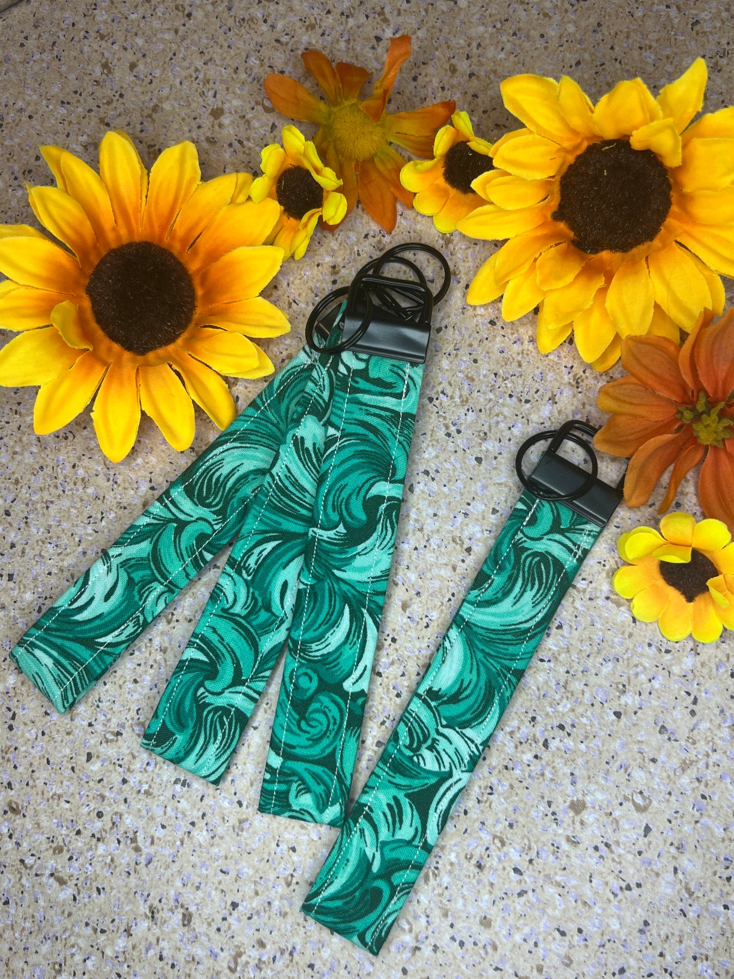 Key Fob Wristlet - Teal Pattern